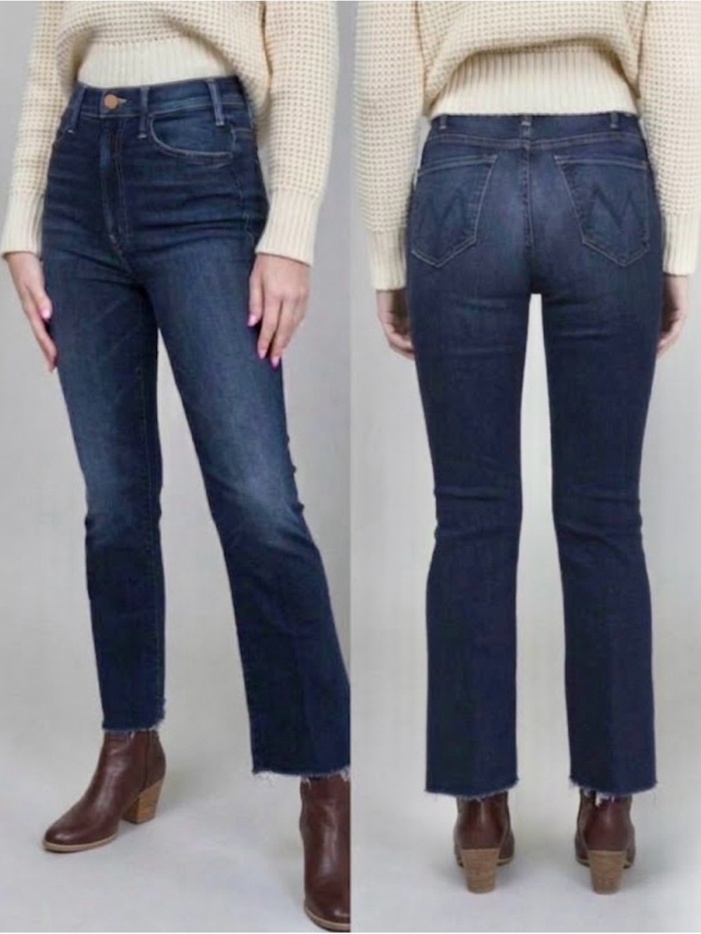 Mother - women’s The Hustler ankle fray Denim high rise blue jeans pants size 28